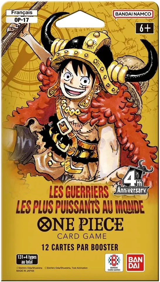 Booster One Piece Card Game OP-17 « Les Guerriers les plus puissants au monde », édition française 4th Anniversary, avec Luffy casqué